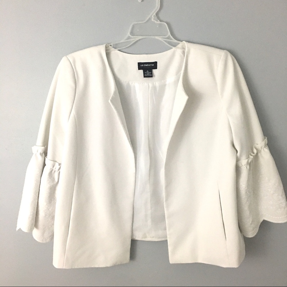 LIZ CLAIBORNE Career Jacket Cropped White Open XL